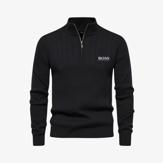 OUTLET™ Eleganter Strickpullover mit Viertelreißverschluss