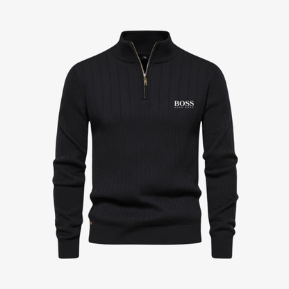 OUTLET™ Eleganter Strickpullover mit Viertelreißverschluss