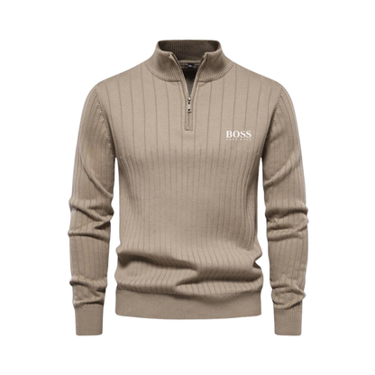 OUTLET™ Eleganter Strickpullover mit Viertelreißverschluss